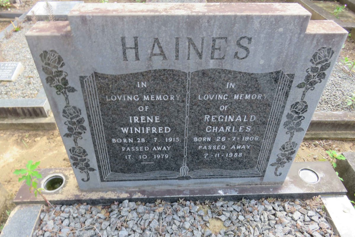 HAINES Reginald Charles 1906-1988 &amp; Irene Winifred 1915-1979