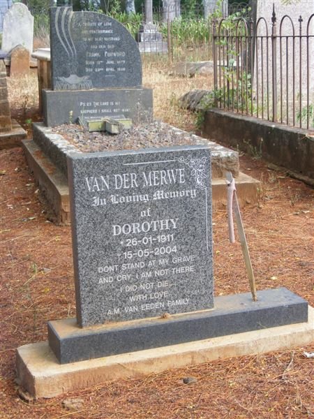 MERWE Dorothy, van der 1911-2004