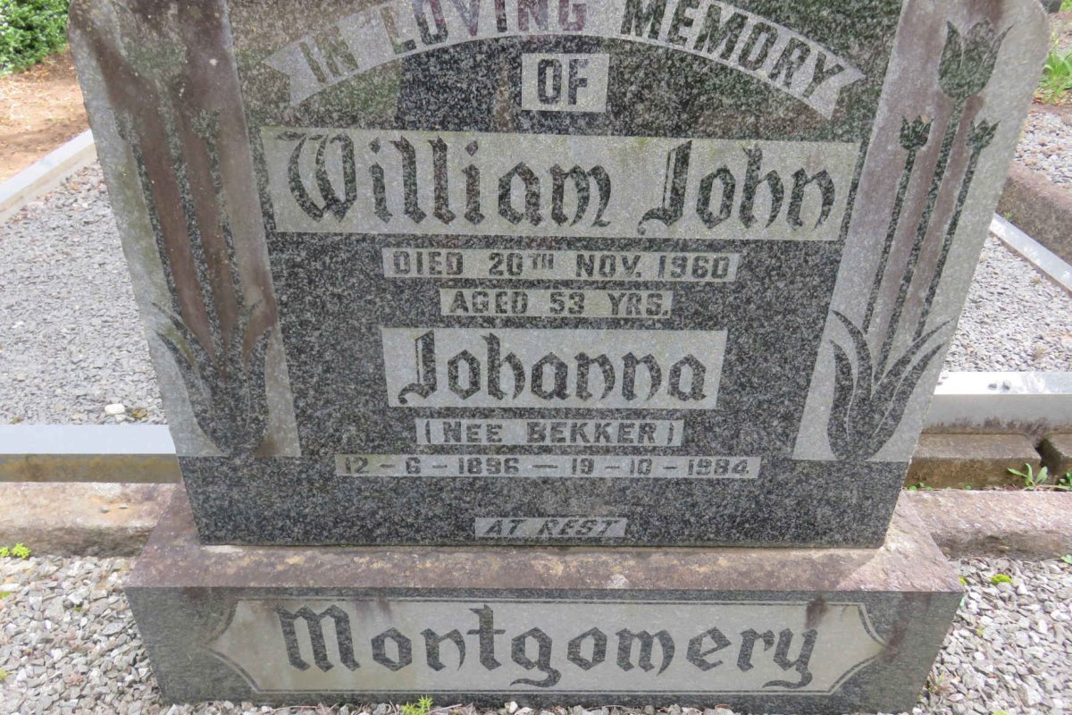 MONTGOMERY William John -1960 &amp; Johanna BEKKER 1896-1984