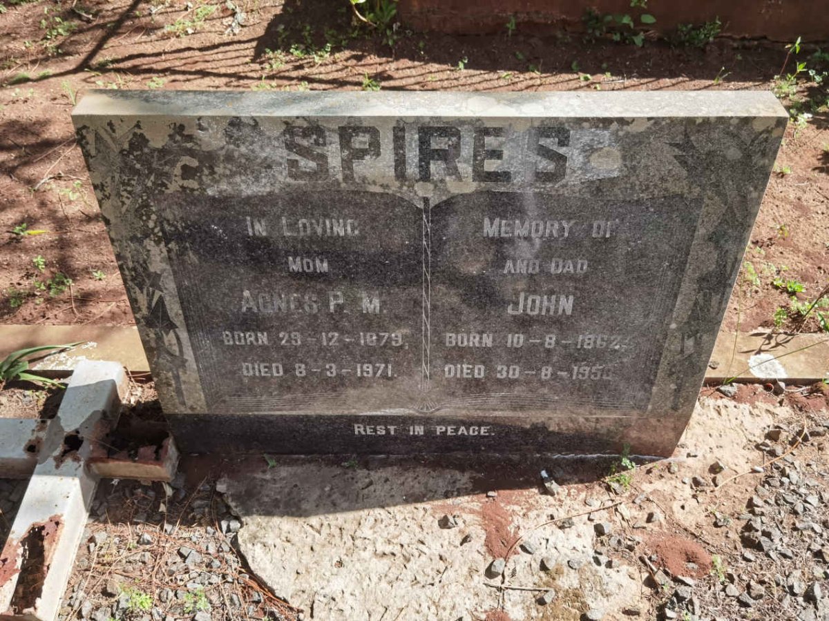SPIRES John 1862-1953 & Agnes P.M. 1879-1971