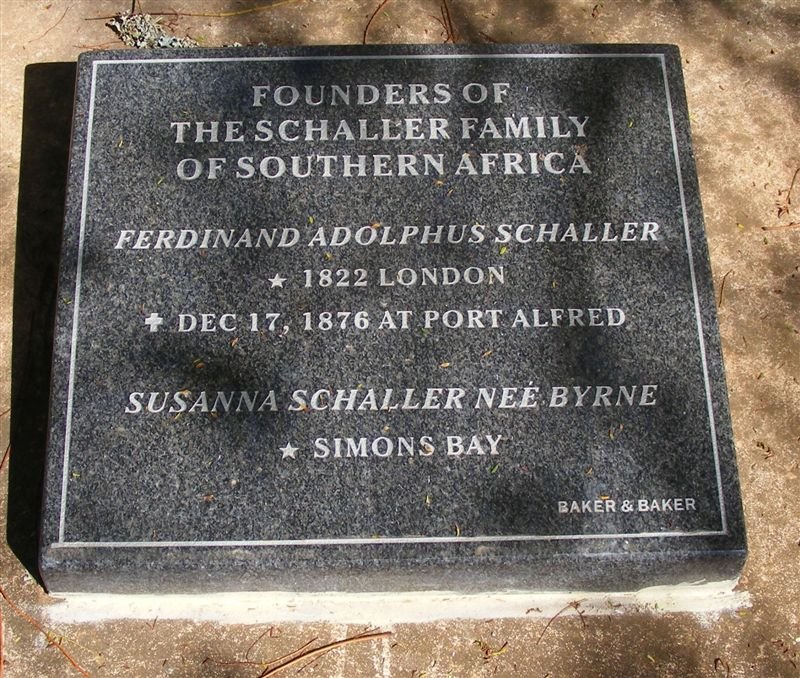 SCHALLER Ferdinand Adolphus 1822-1876 &amp; Susanna BYRNE