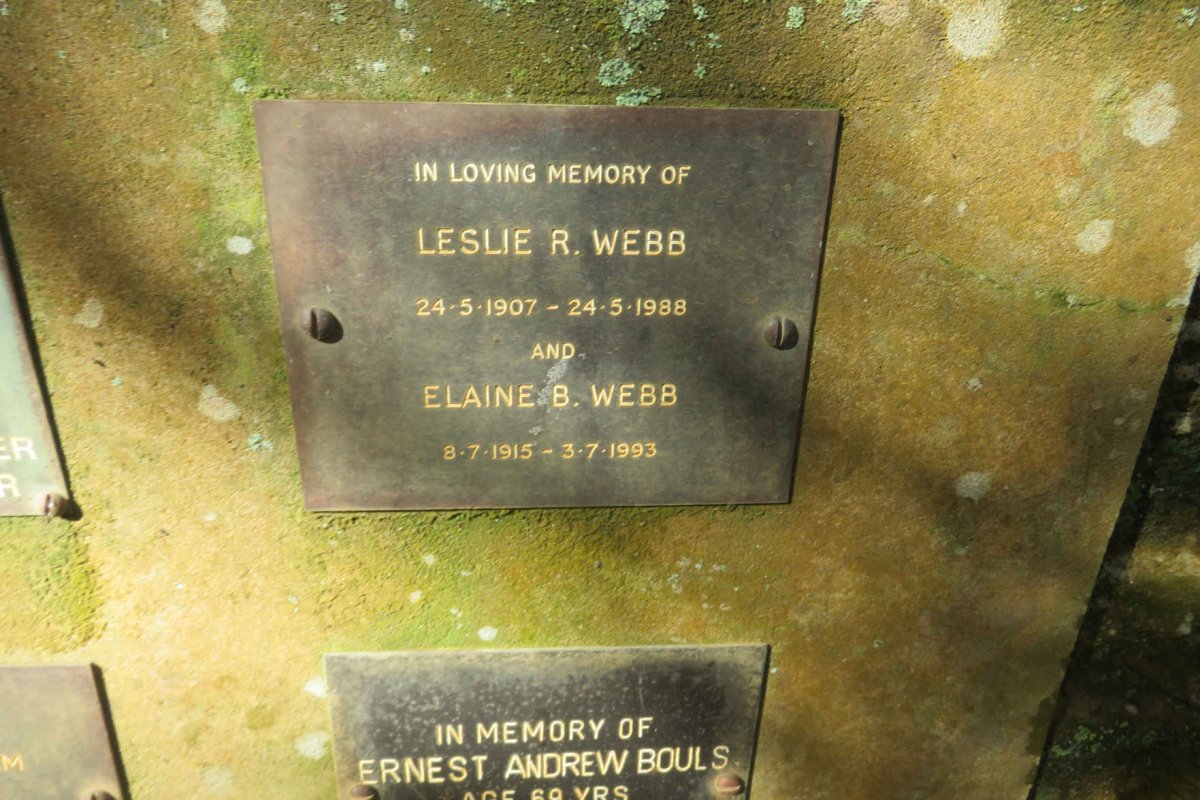 WEBB Leslie R. 1907-1988 &amp; Elaine B. 1915-1993