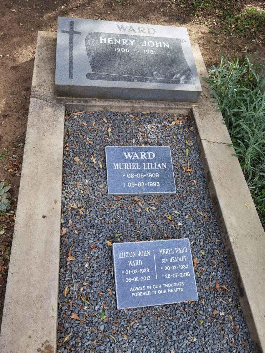 WARD Henry John 1906-1981 :: WARD Muriel Lilian 1909-1993 :: WARD Hilton John 1939-2013 & Meryl HEADLY 1933-2018