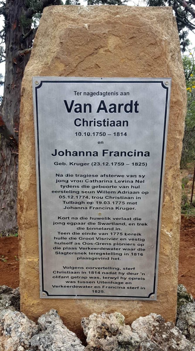 AARDT Christiaan, van 1750-1814 &amp; Johanna Francina KRUGER 1759-1825