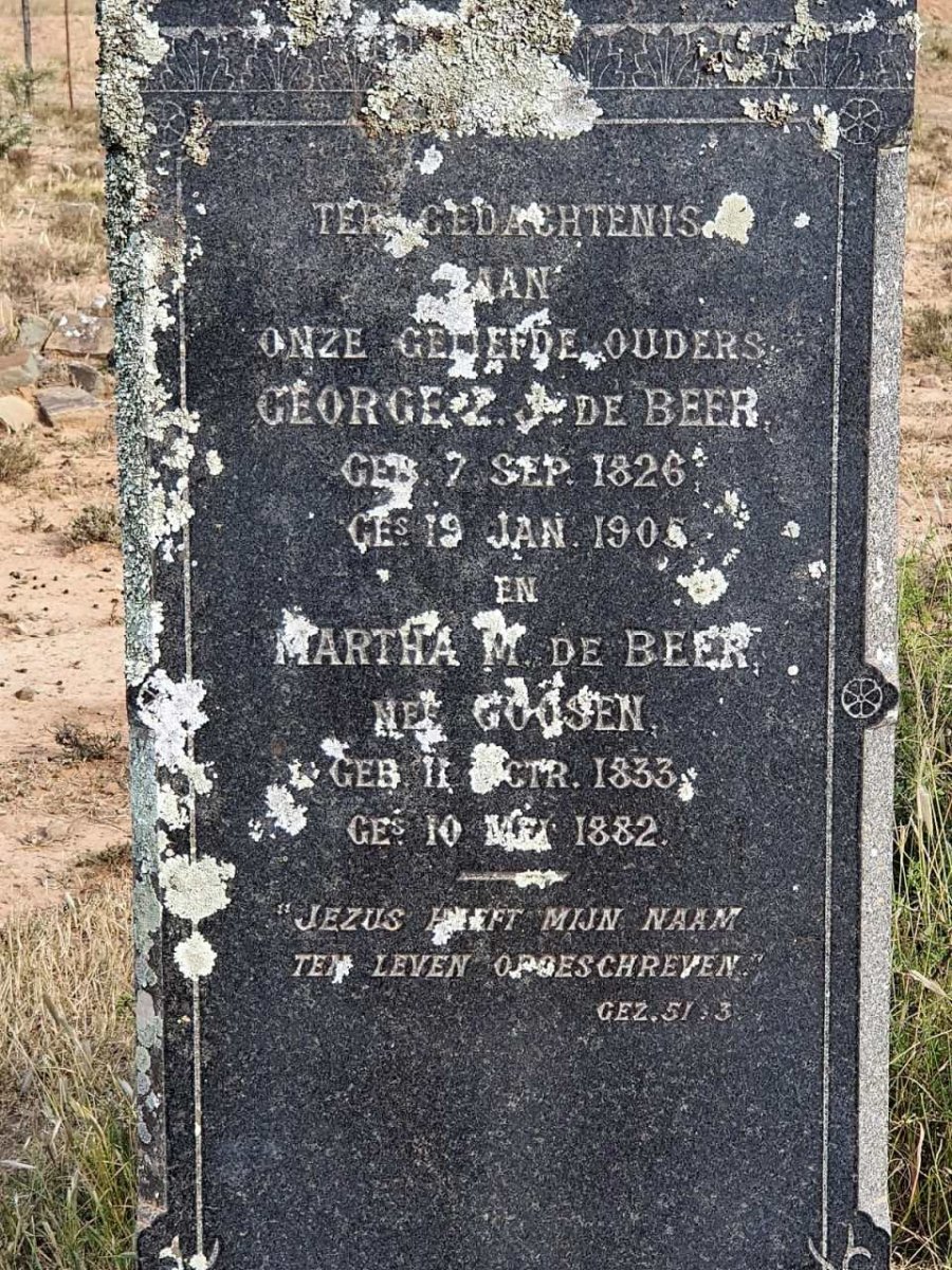BEER George Zacharias Johannes, de 1826-1905 &amp; Martha Magdalena GOOSEN 1833-1882
