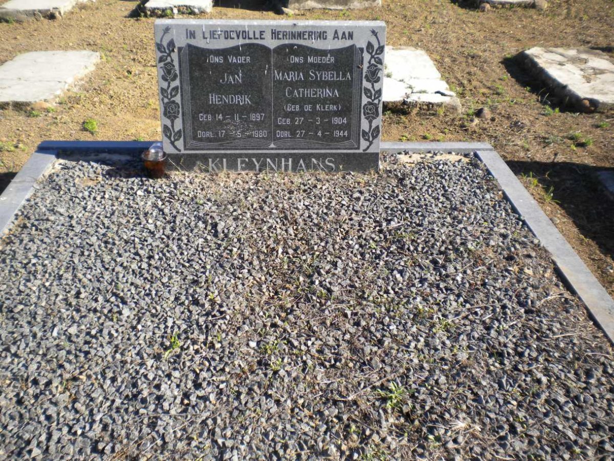 KLEYNHANS Jan Hendrik 1897-1980 &amp; Maria Sybella Catherina DE KLERK  1904-1944