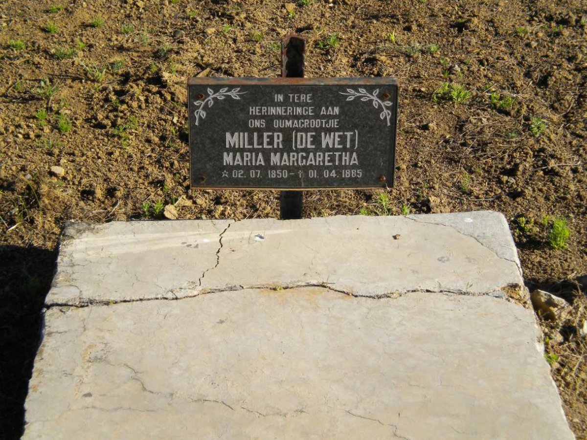 MILLER Maria Margaretha nee DE WET 1850-1885