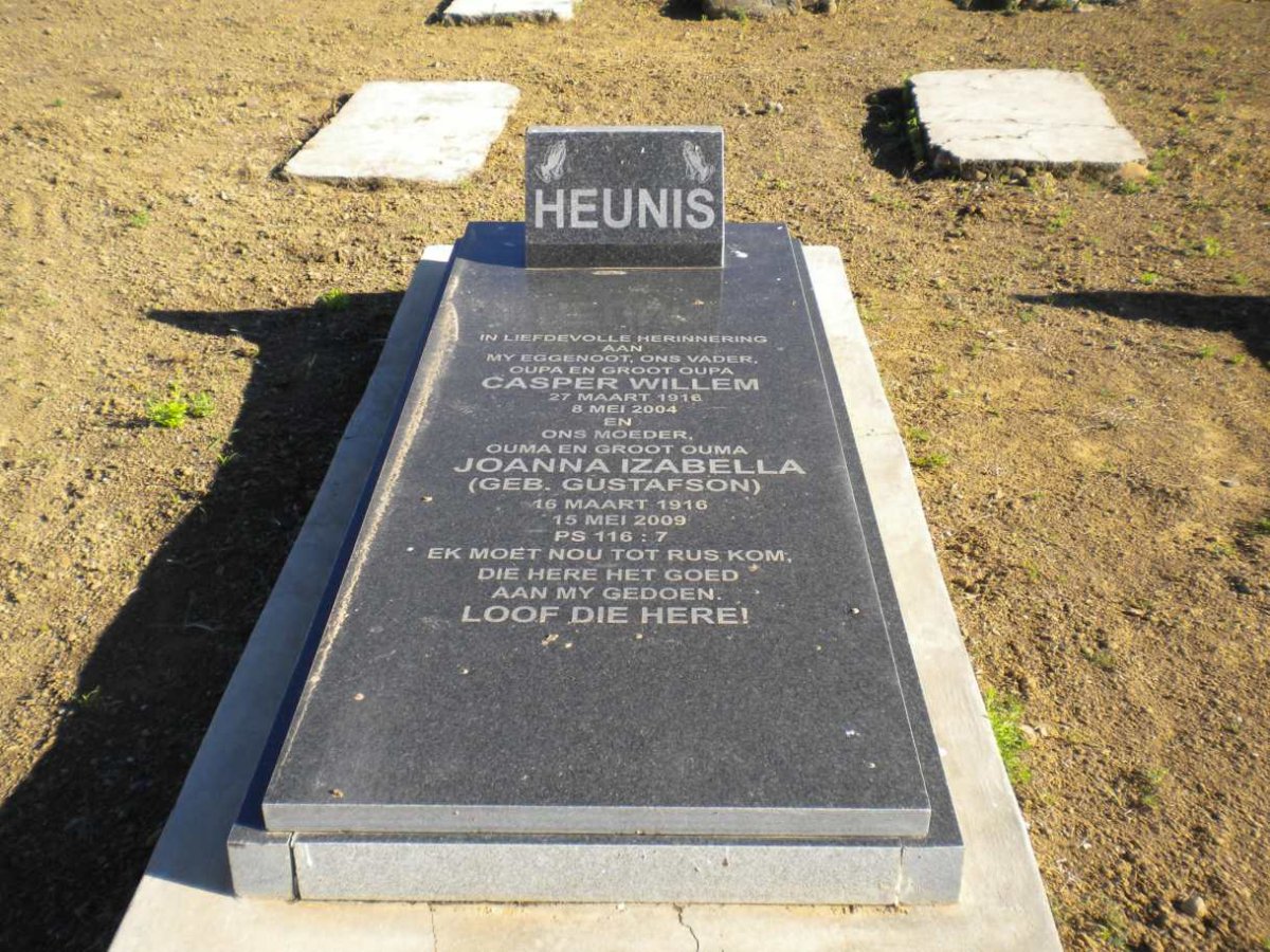 HEUNIS Casper Willem 1916-2004 &amp; Johanna Izabella GUSTAFSON 1916-2009