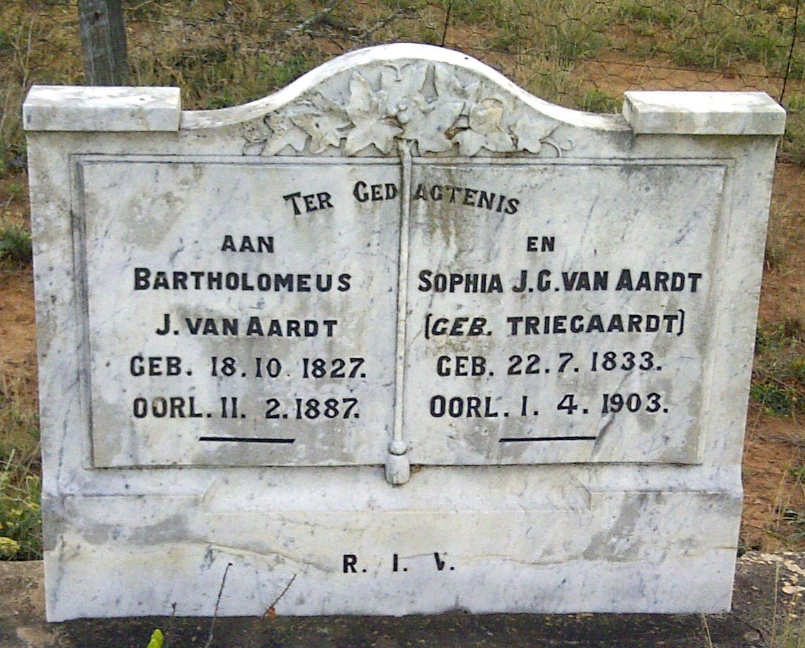 AARDT Bartholomeus J., van 1827-1887 &amp; Sophia J.G. TRIEGAARDT 1833-1903