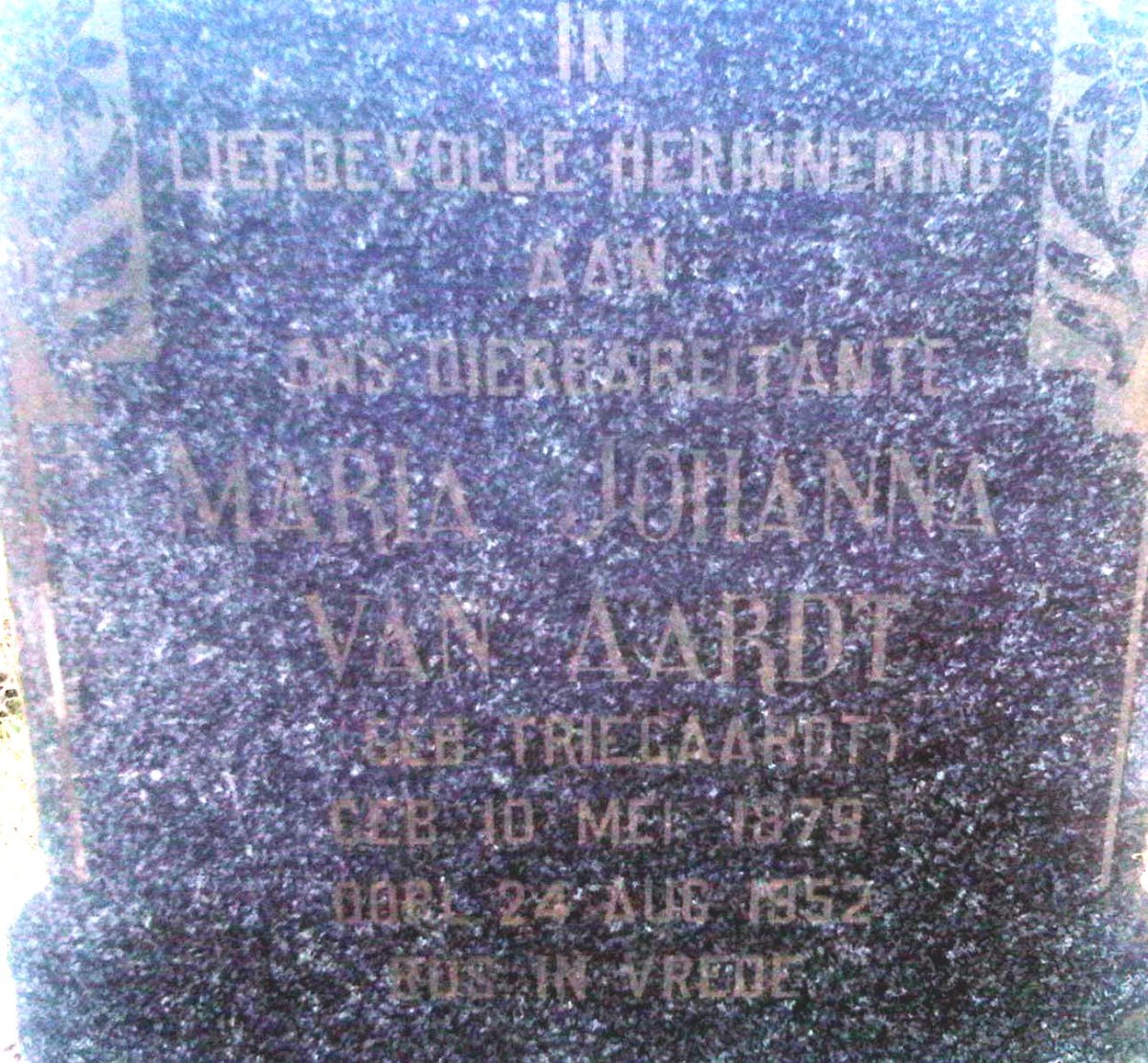 AARDT Maria Johanna, van nee TRIEGAARDT 1879-1952