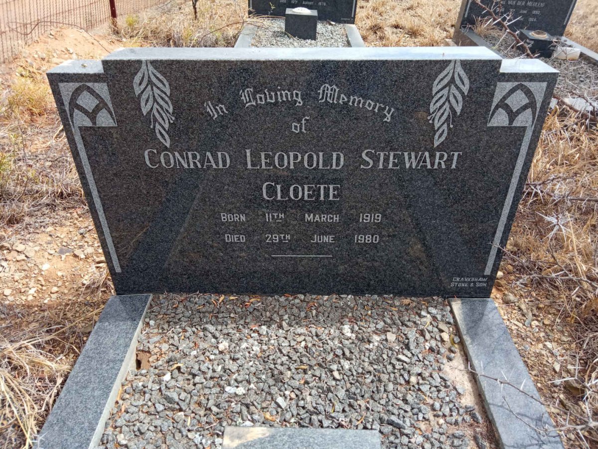 CLOETE Conrad Leopold Stewart 1919-1980