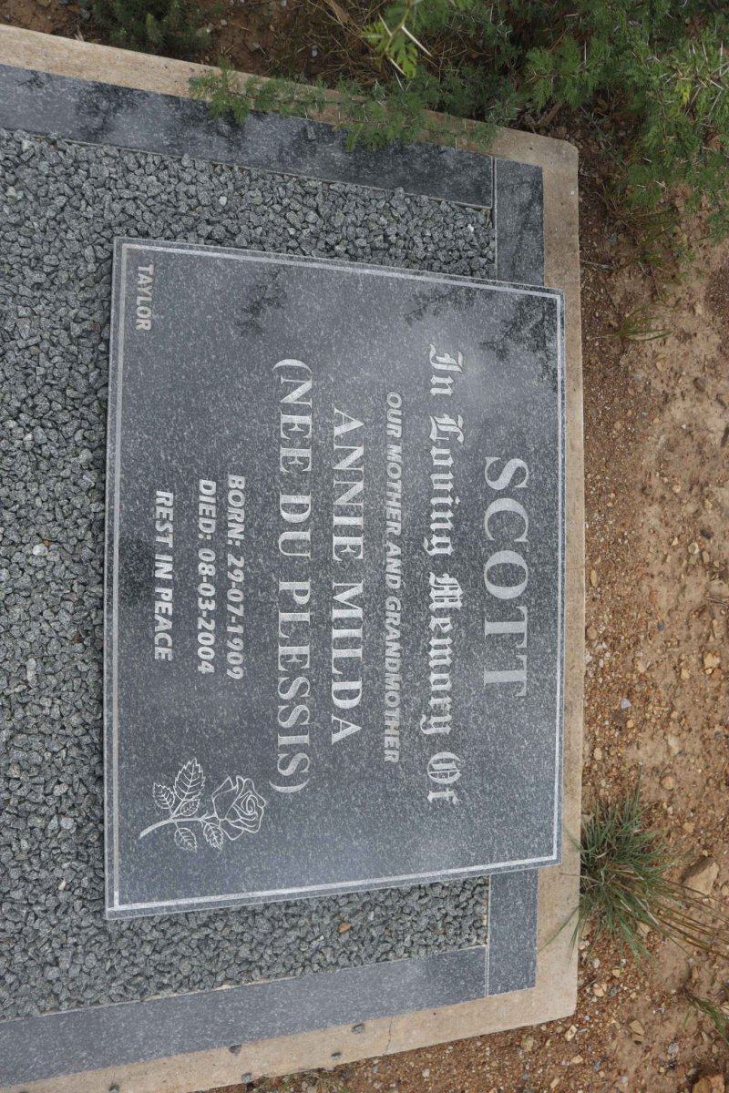 SCOTT Annie Milda nee DU PLESSIS 1909-2004