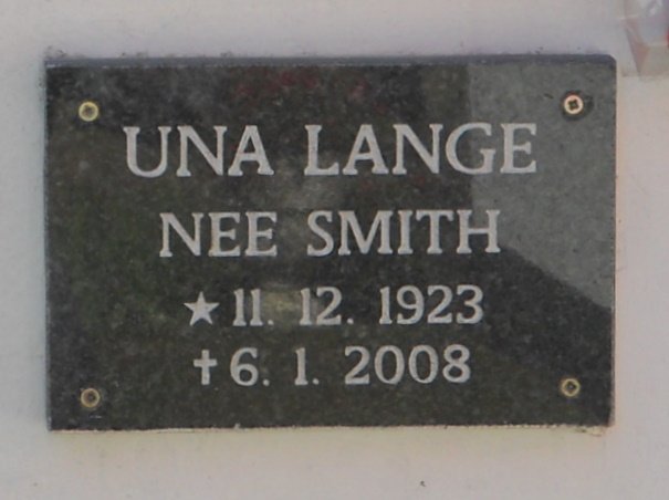 LANGE Una nee SMITH 1923-2008