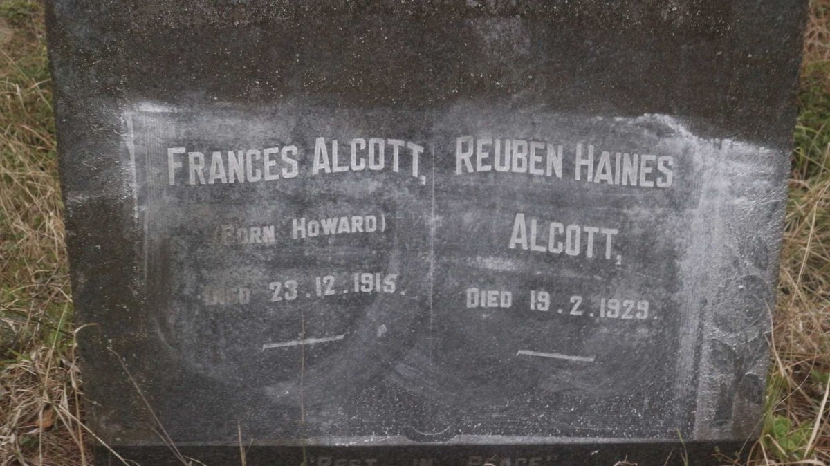 ALCOTT Reuben Haines -1929 &amp; Frances HOWARD -1915