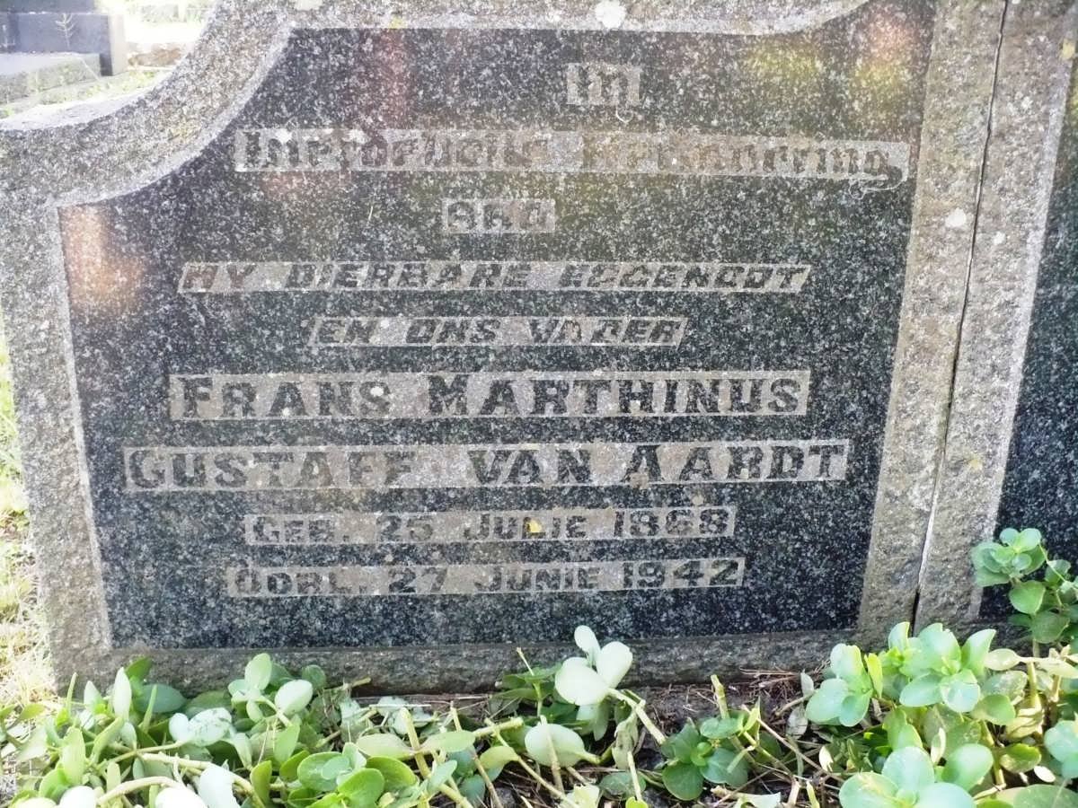 AARDT Frans Marthinus Gustaff, van 1868-1942