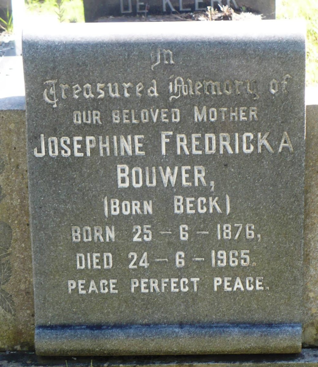 BOUWER Josephine Fredricka nee BECK 1876-1965