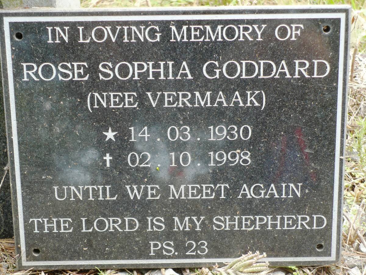 GODDARD Rose Sophia nee VERMAAK 1930-1998