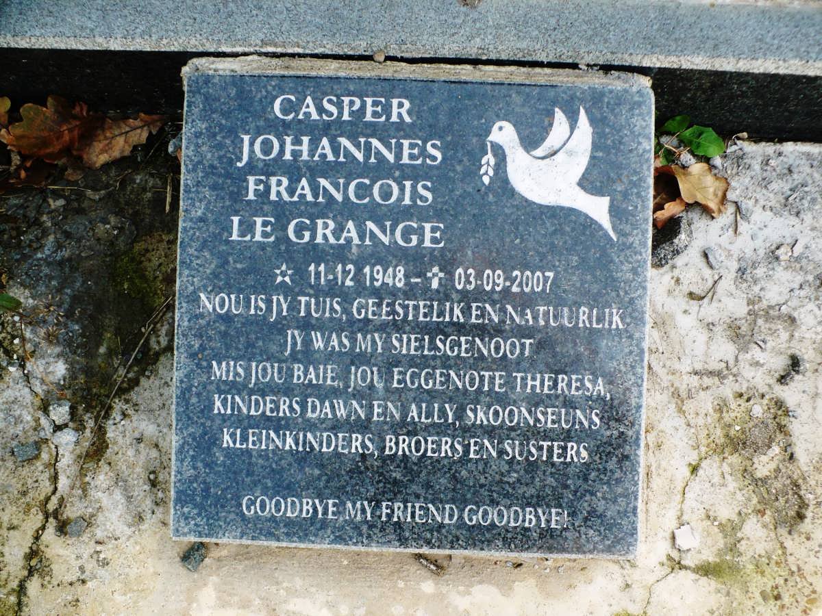 GRANGE Casper Johannes Francois, le 1948-2007