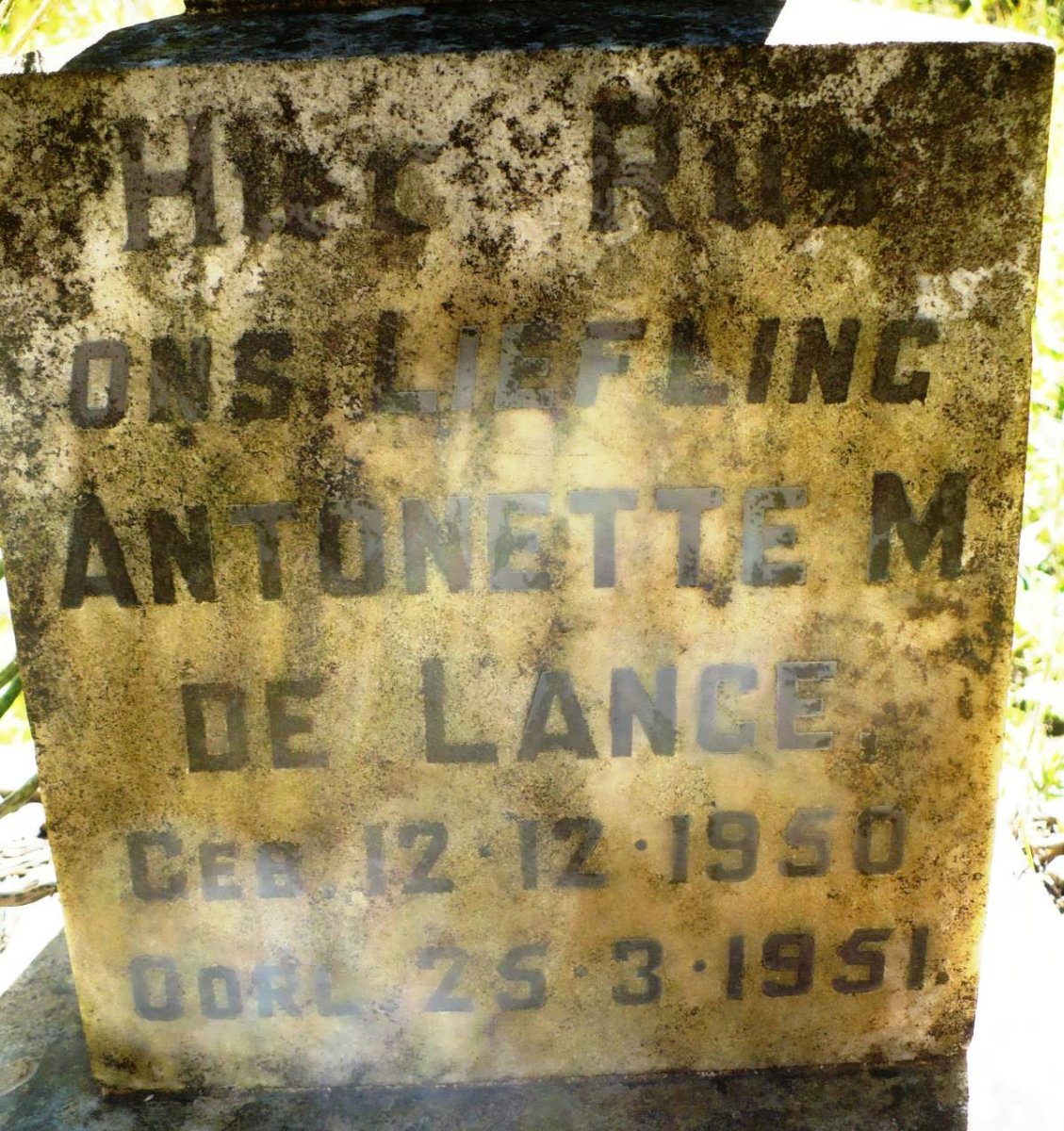LANGE Antonette M., de 1950-1951
