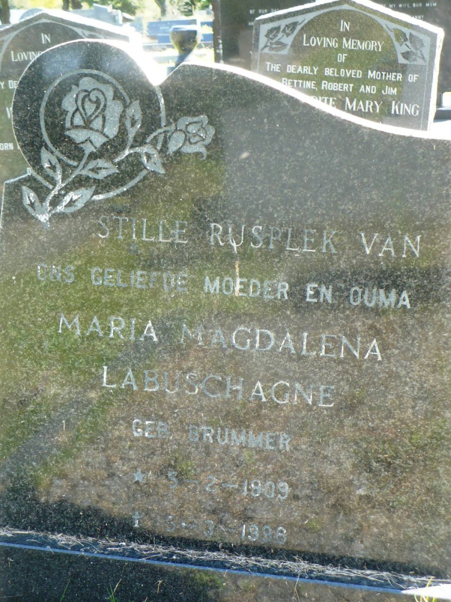 LABUSCHAGNE Maria Magdalena nee BRUMMER 1909-1998