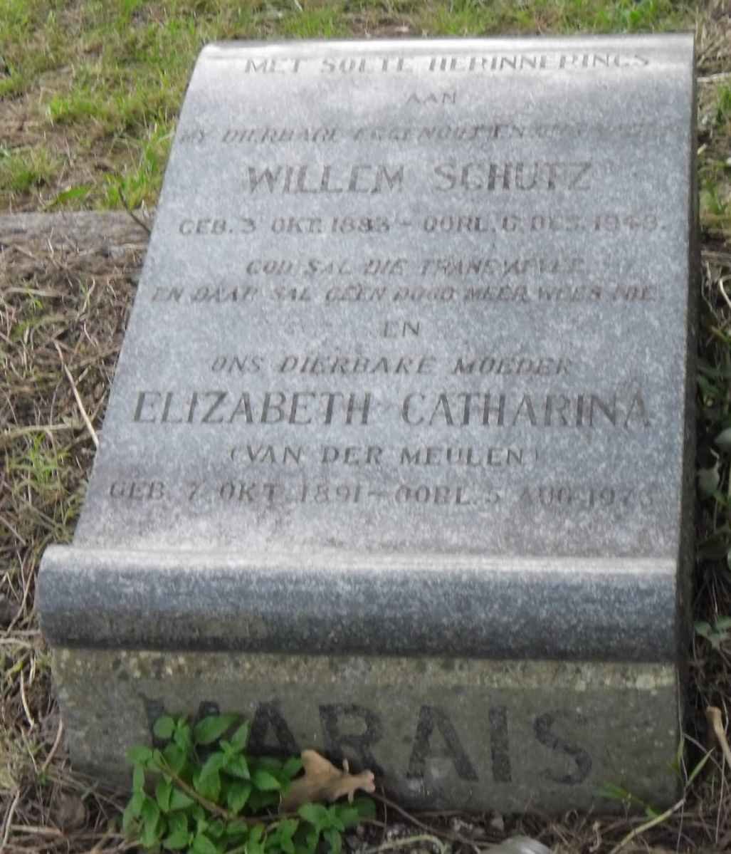 MARAIS Willem Schutz 1883-1943 &amp; Elizabeth Catharina VAN DER MEULEN 1891-197?
