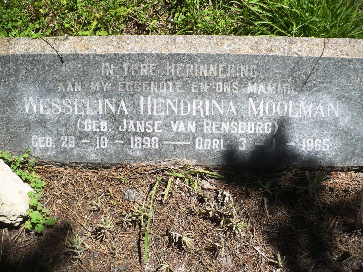 MOOLMAN Wesselina Hendrina nee JANSE VAN RENSBURG 1898-1965