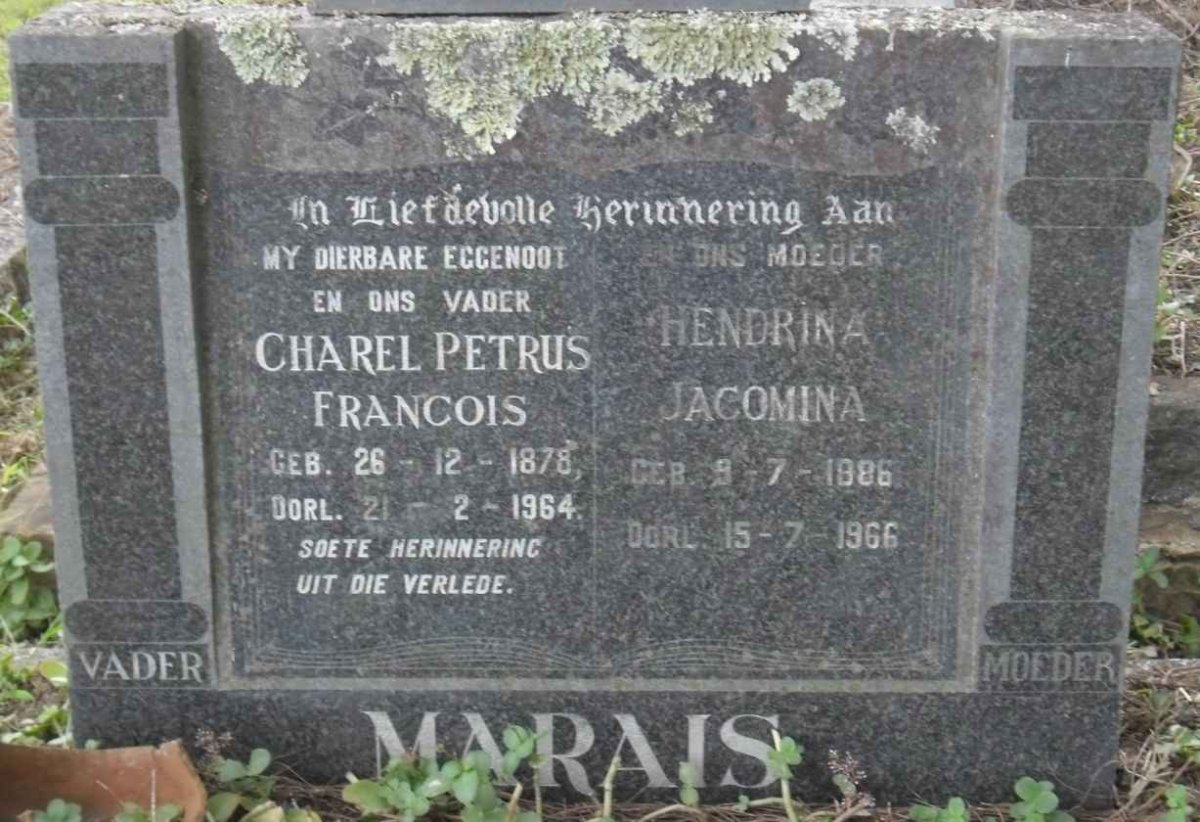 MARAIS Charel Petrus Francois 1878-1964 &amp; Hendrina Jacomina 1886-1966