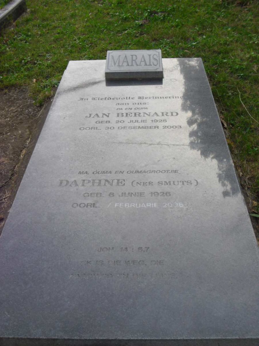MARAIS Jan Bernard 1925-2003 &amp; Daphne SMUTS 1926-2006