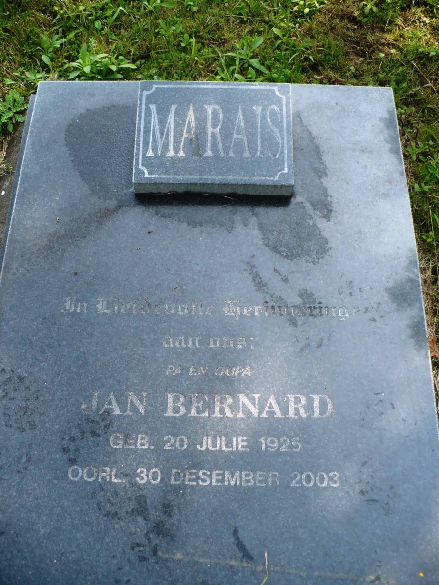 MARAIS Jan Bernard 1825-2003 &amp; Daphne SMUTS 1926-2006
