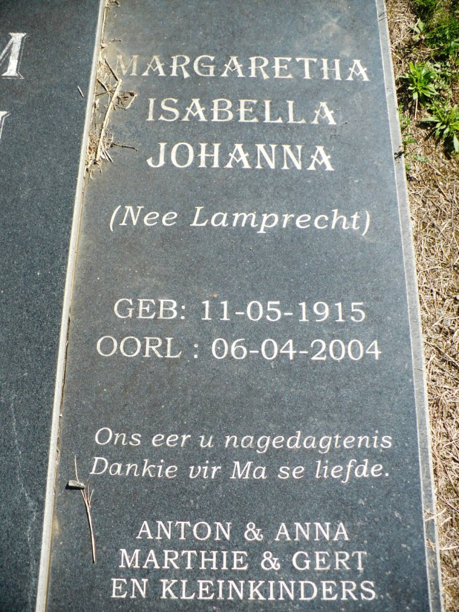 MULLER Antonie Michael 1914-1995 &amp; Margaretha Isabella Johanna LAMPRECHT 1915-2004