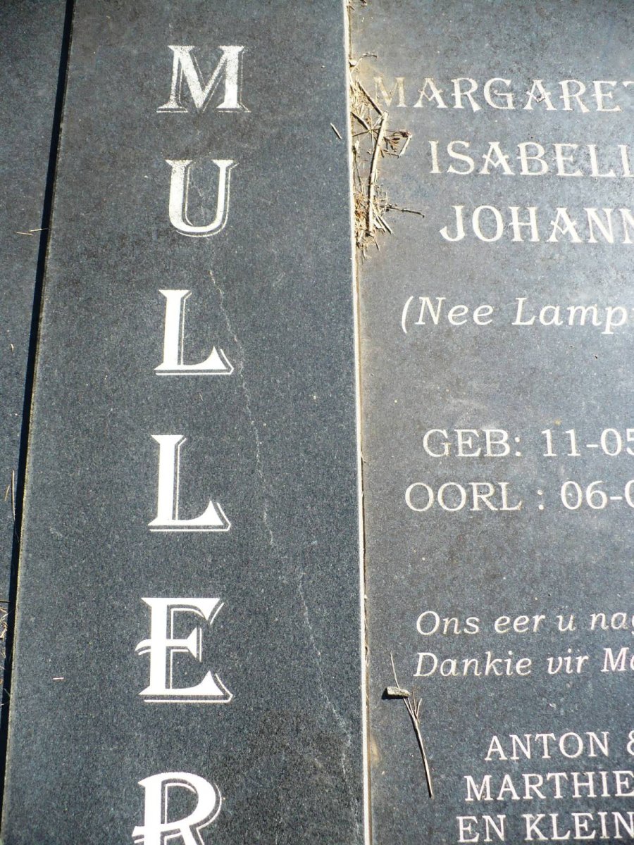 MULLER Antonie Michael 1914-1995 &amp; Margaretha Isabella Johanna LAMPRECHT 1915-2004