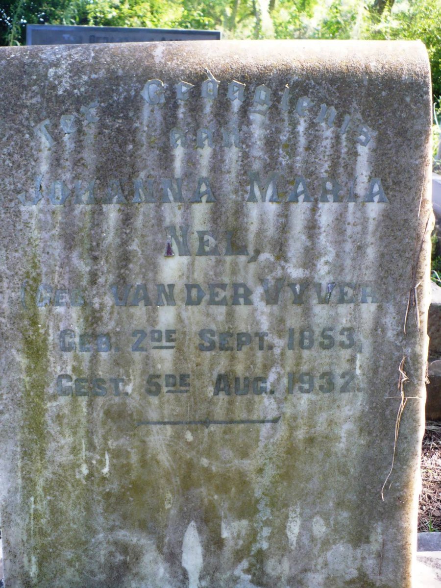 NEL Johanna Maria nee VAN DER VYVER 1853-1932