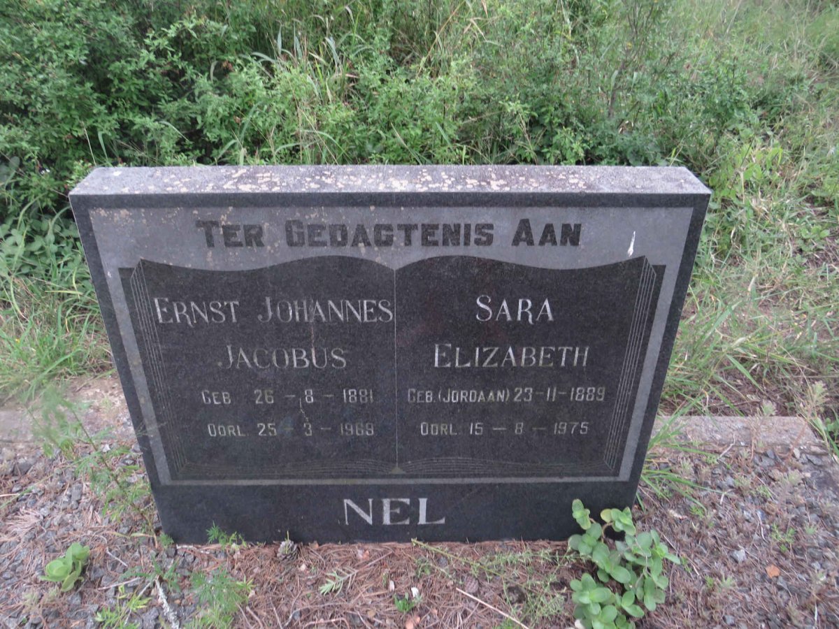 NEL Ernst Johannes Jacobus 1881-1969 &amp; Sara Elizabeth JORDAAN 1889-1975
