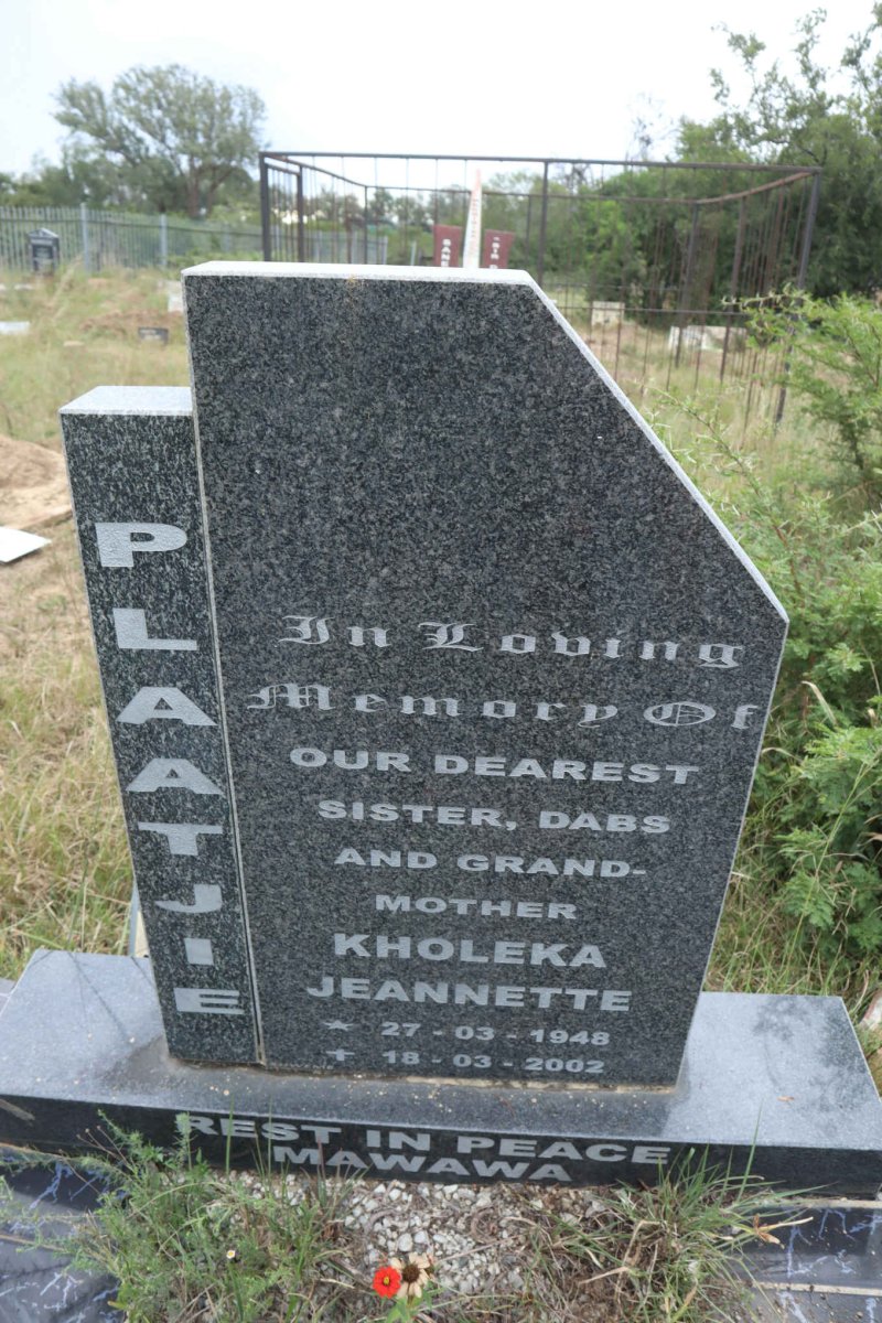PLAATJIE Kholeka Jeannette 1948-2002