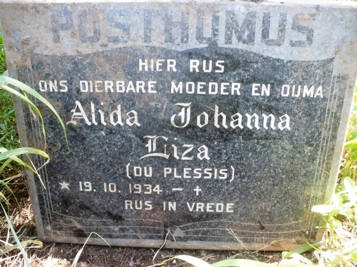 POSTHUMUS Alida Johanna Liza nee DU PLESSIS 1934-