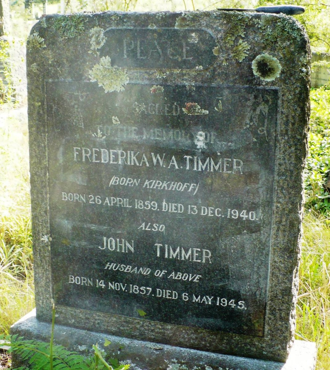TIMMER John 1857-1945 &amp; Frederika W.A. KIRKHOFF 1859-1940