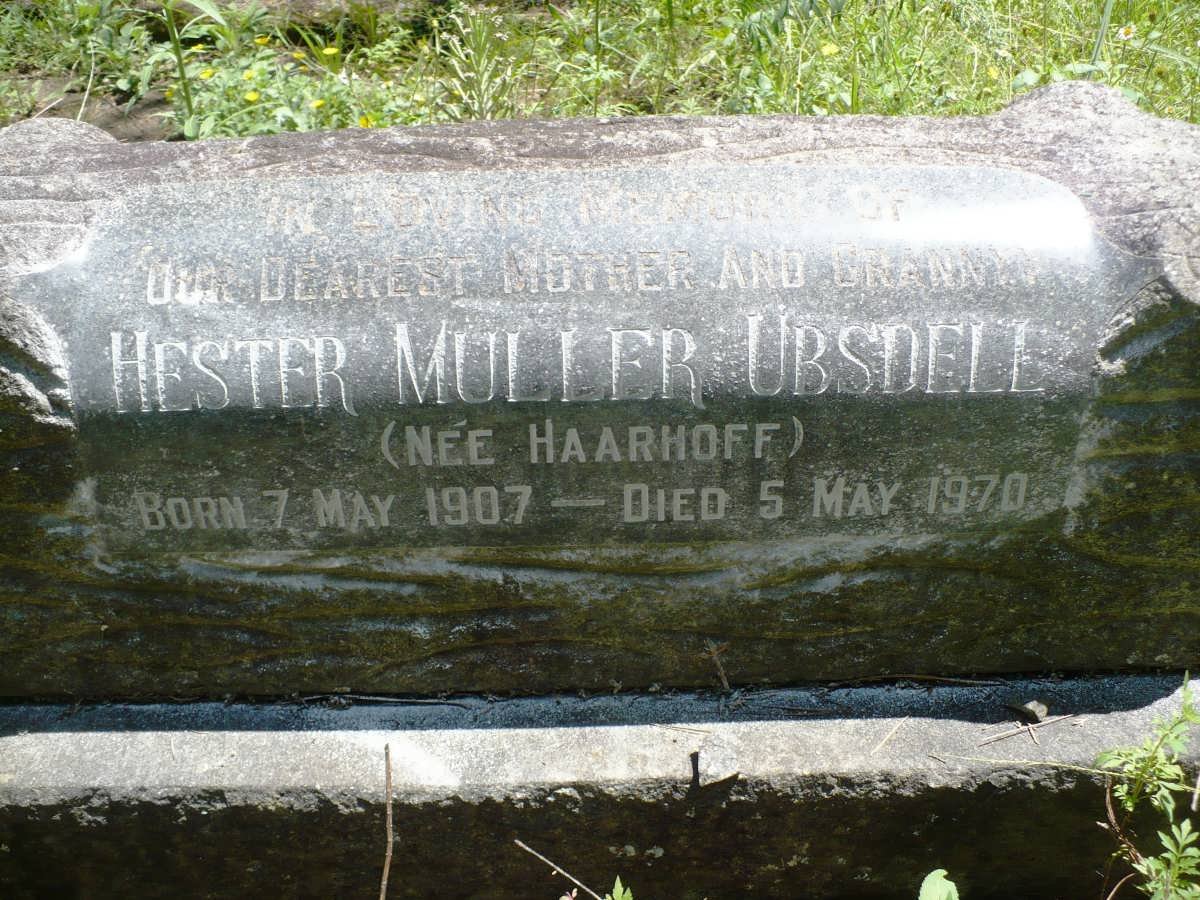 UBSDELL Hester Muller nee HAARHOFF 1907-1970