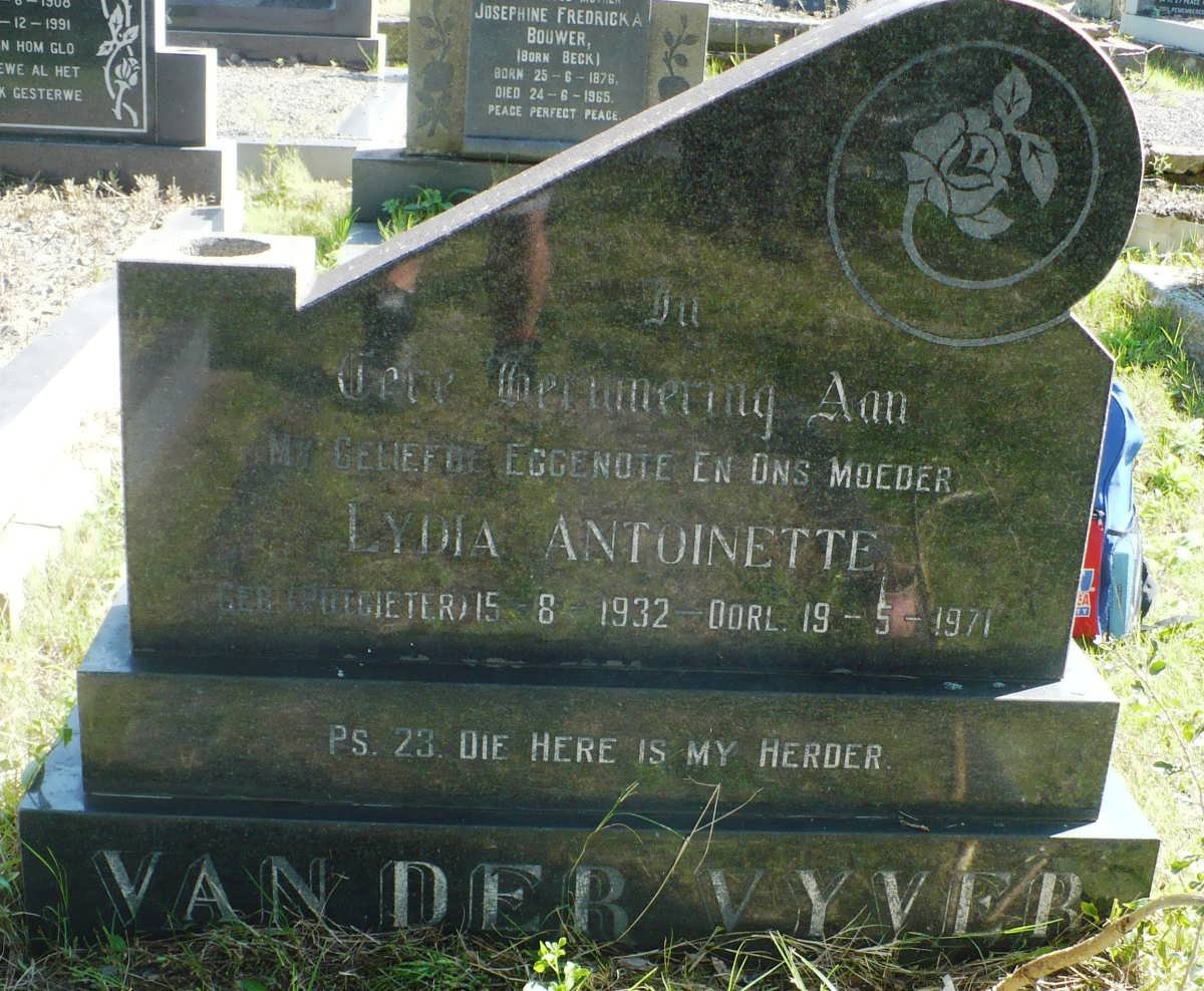 VYVER Lydia Antoinette, van der 1932-1971