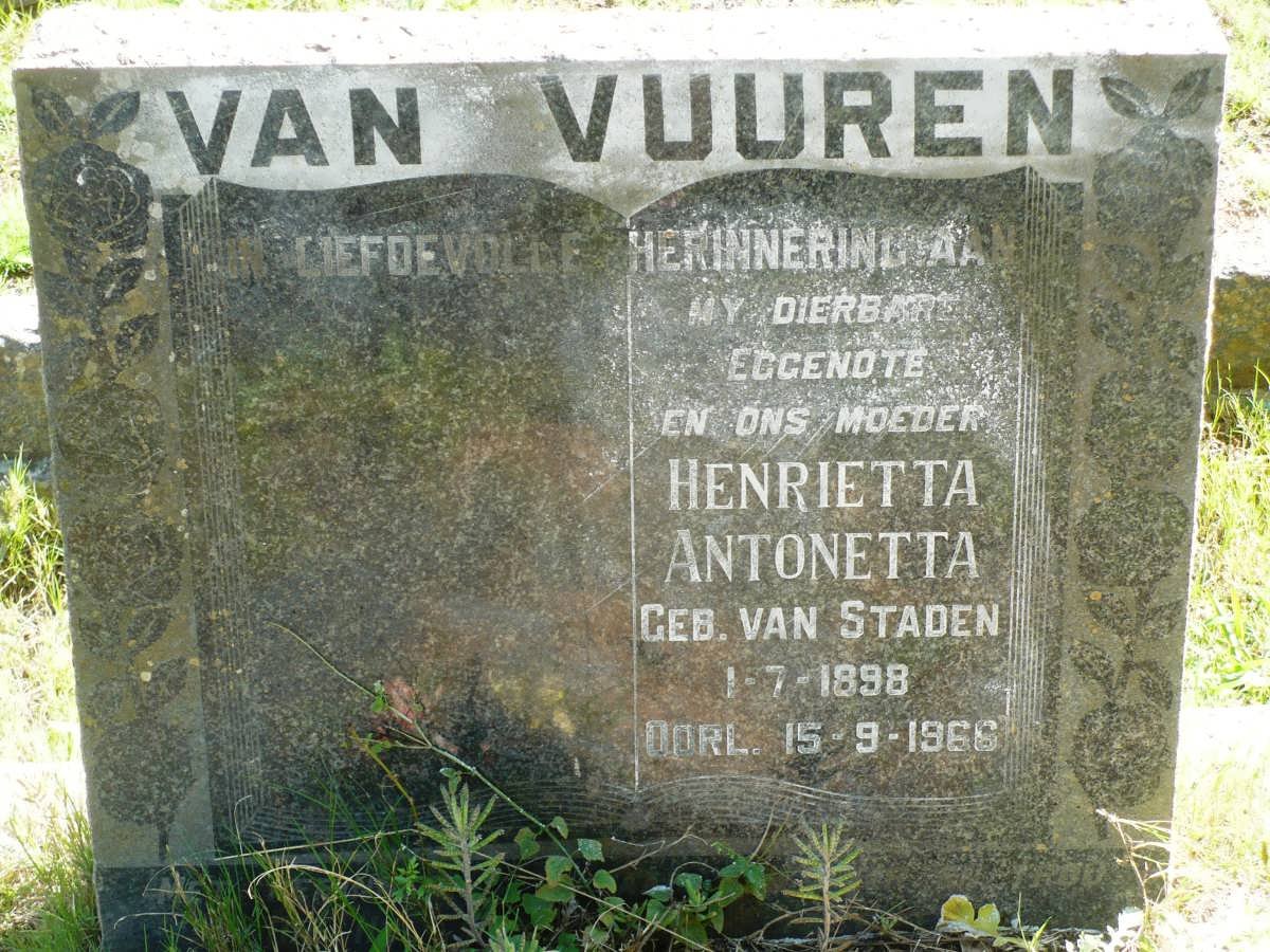 VUUREN Henrietta Antonetta, van nee VAN STADEN 1898-1966