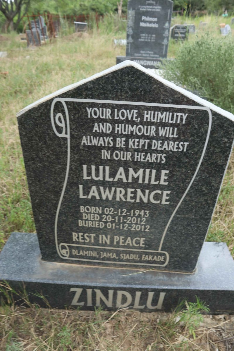 ZINDLU Lulamile Lawrence 1943-2012