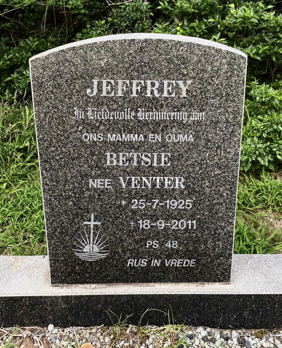 JEFFREY Betsie nee VENTER 1925-2011