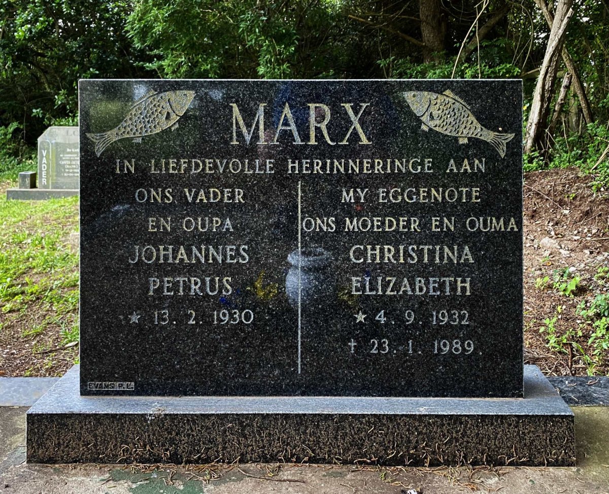 MARX Johannes Petrus 1930- &amp; Christina Elizabeth 1932-1989