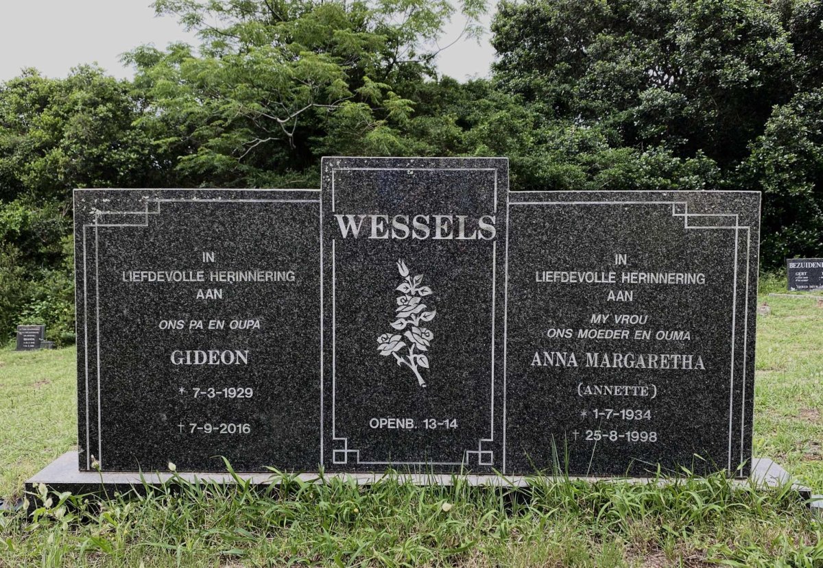 WESSELS Gideon 1929-2016 &amp; Anna Margaretha 1934-1998