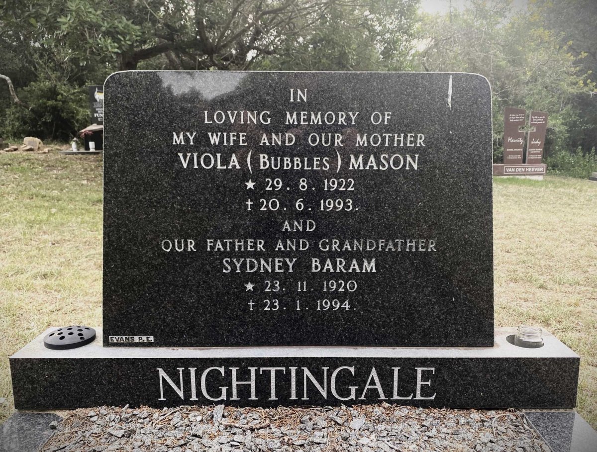 NIGHTINGALE Sydney Baram 1920-1994 &amp; Viola Mason 1922-1993