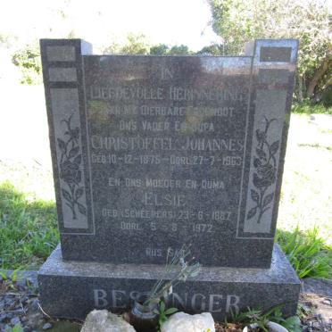 BESSINGER Christoffel Johannes 1875-1963 &amp; Elsie SCHEEPERS 1887-1972