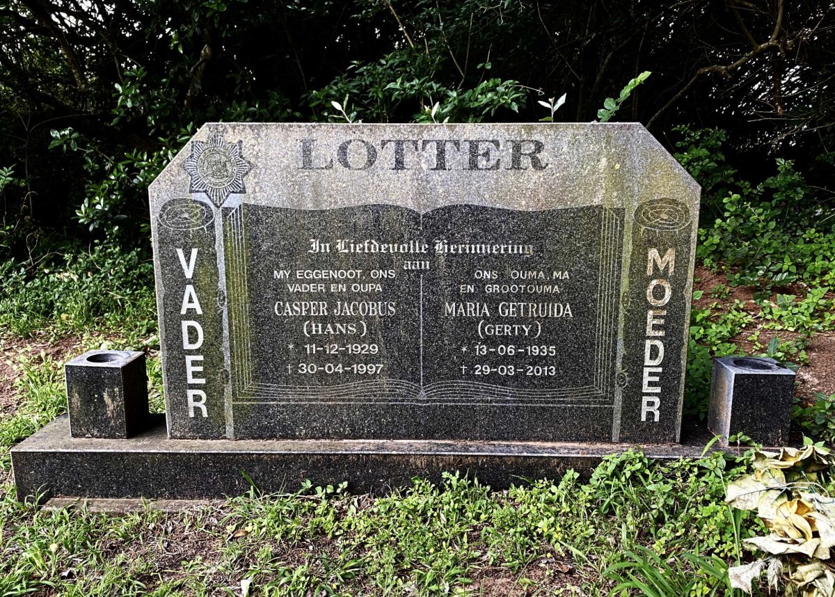 LOTTER Casper Jacobus 1929-1997 &amp; Maria Getruida 1935-2013