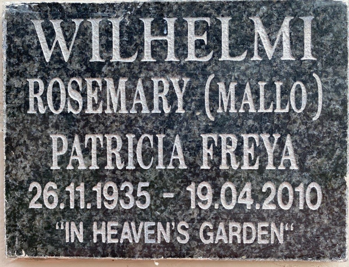 WILHELMI Rosemary Patricia Freya 1935-2010