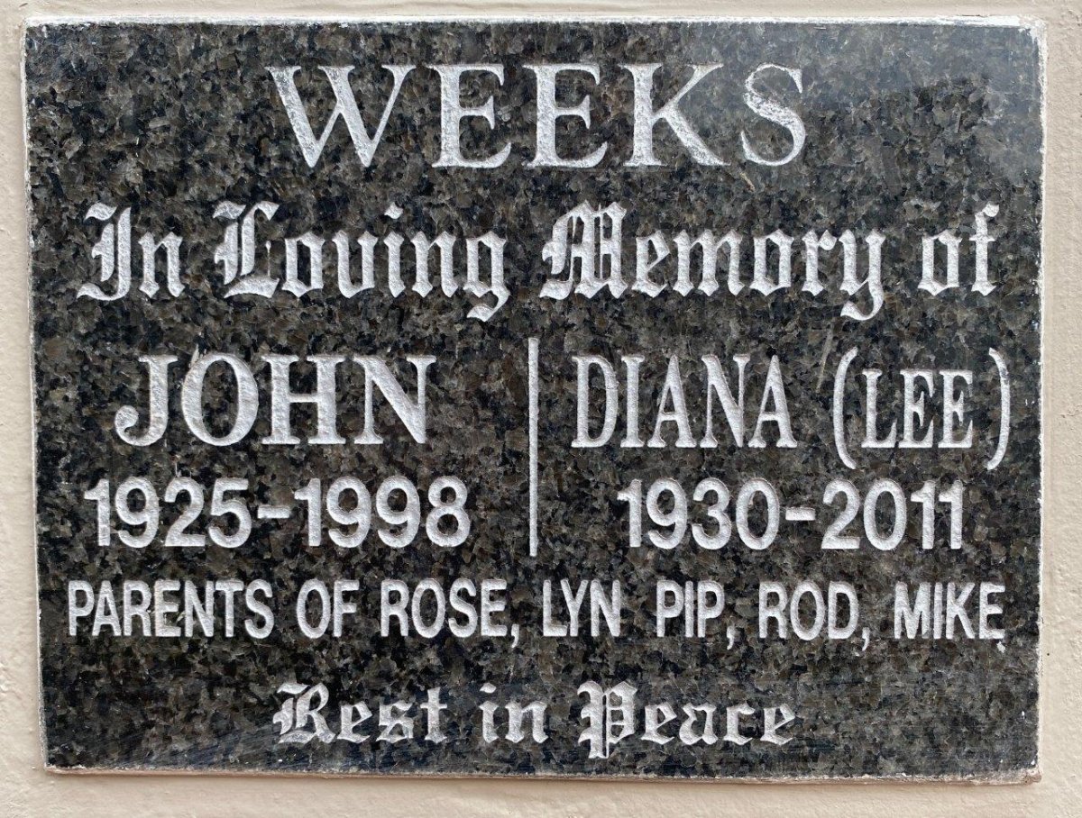 WEEKS John 1925-1998  &amp; Diana LEE 1930-2011