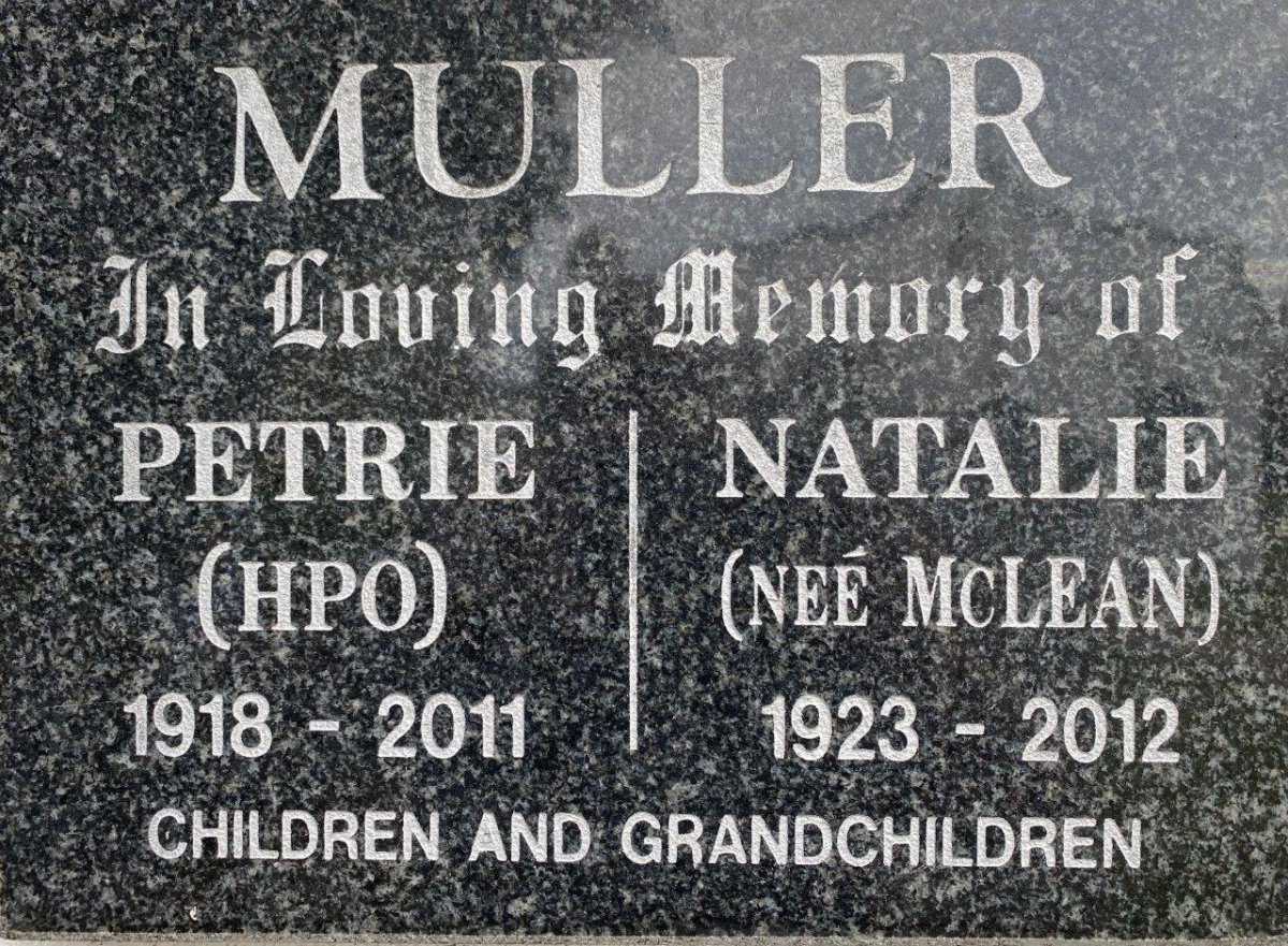 MULLER H.P.O. 1918-2011 &amp; Natalie MCLEAN 1923-2012