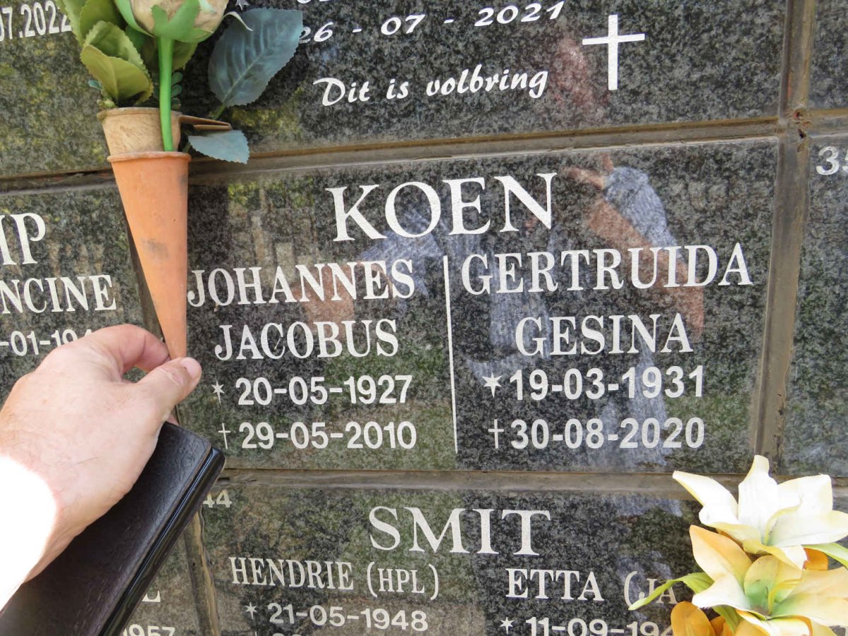 KOEN Johannes Jacobus 1927-2010 &amp; Gertruida Gesina 1931-2020